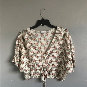 Floral tie front crop